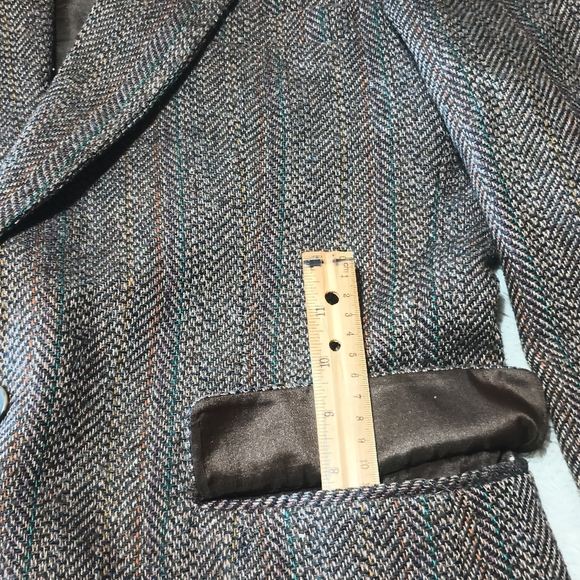Vintage Haggar Tweed Sport Coat Mens 42R Brown Herringbone Wool Blazer Jacket - Picture 8 of 9